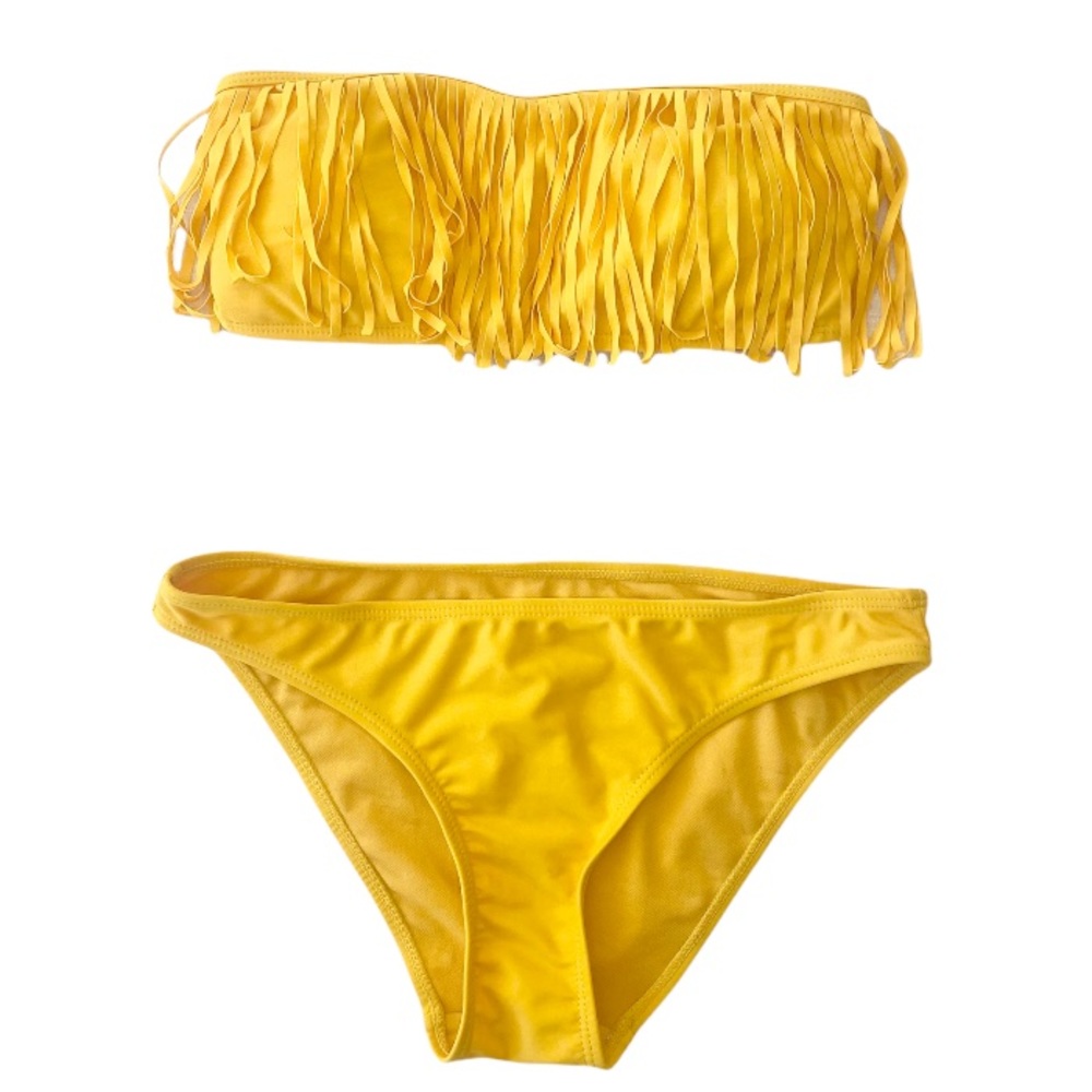 Cabana Del Sol Yellow Fringed Bikini